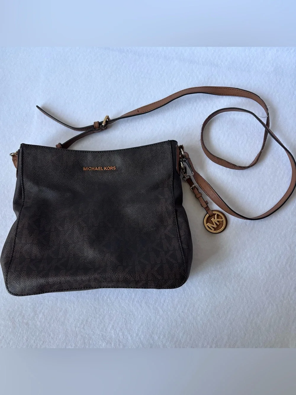 Michael Kors Jet Set Travel Large Messenger Crossbody Bag Brown MK Monogram